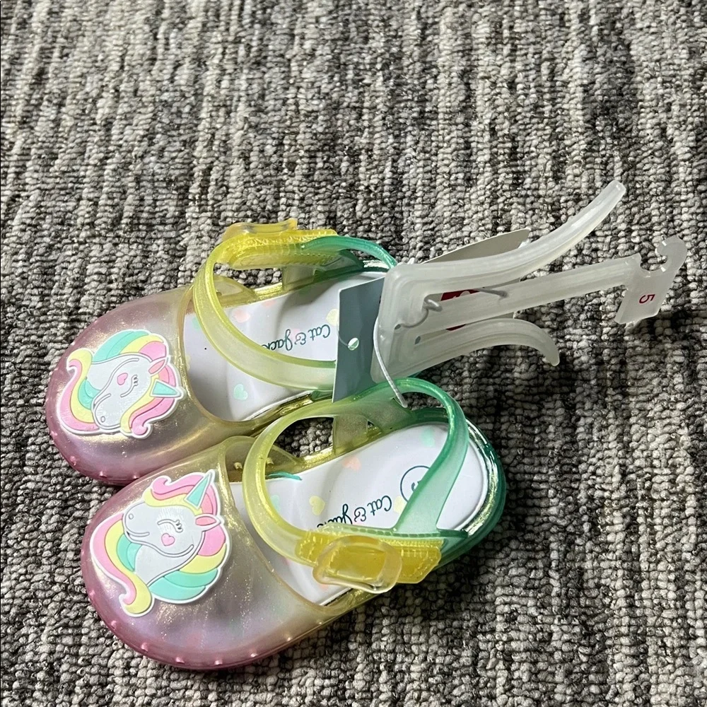 Cat & Jack Girls's- Unicorn and Pink Sandals Set Size 5